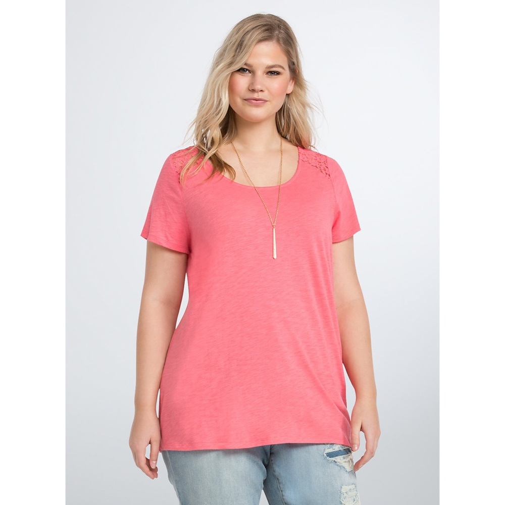 Torrid Pink Lace Back Tee